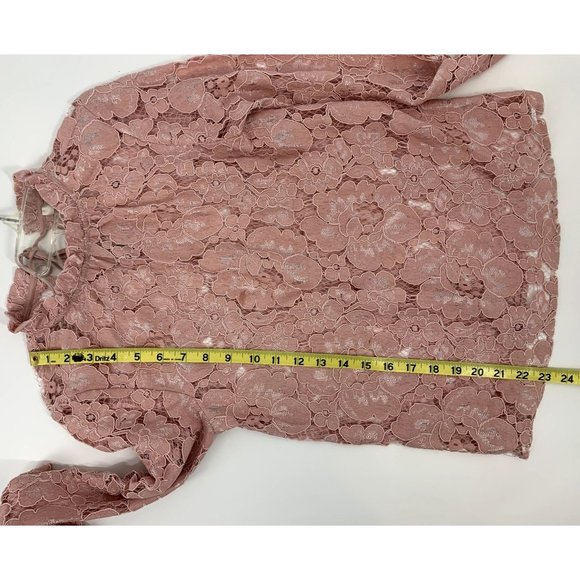 WAYF Erika Puff-Sleeve Lace Top Pink Size XXS - Picture 7 of 7